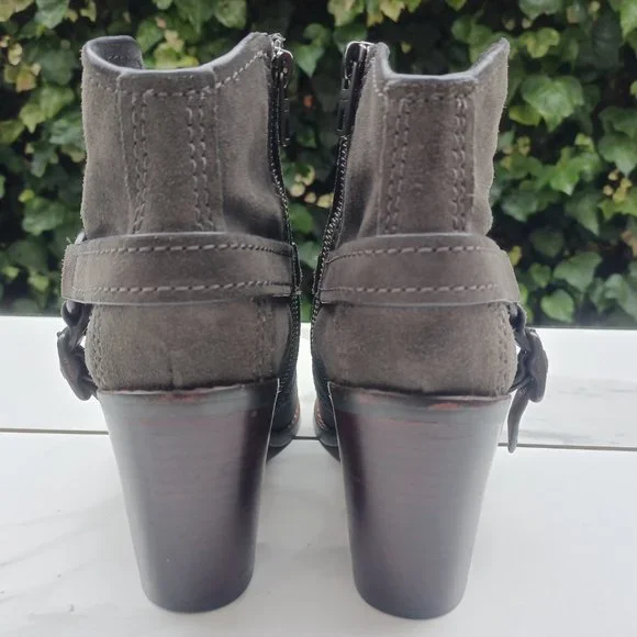 Coach Suede 3.5" Block Heel Harness Bootie In Grey Women's Size 7.5 - Picture 6 of 10